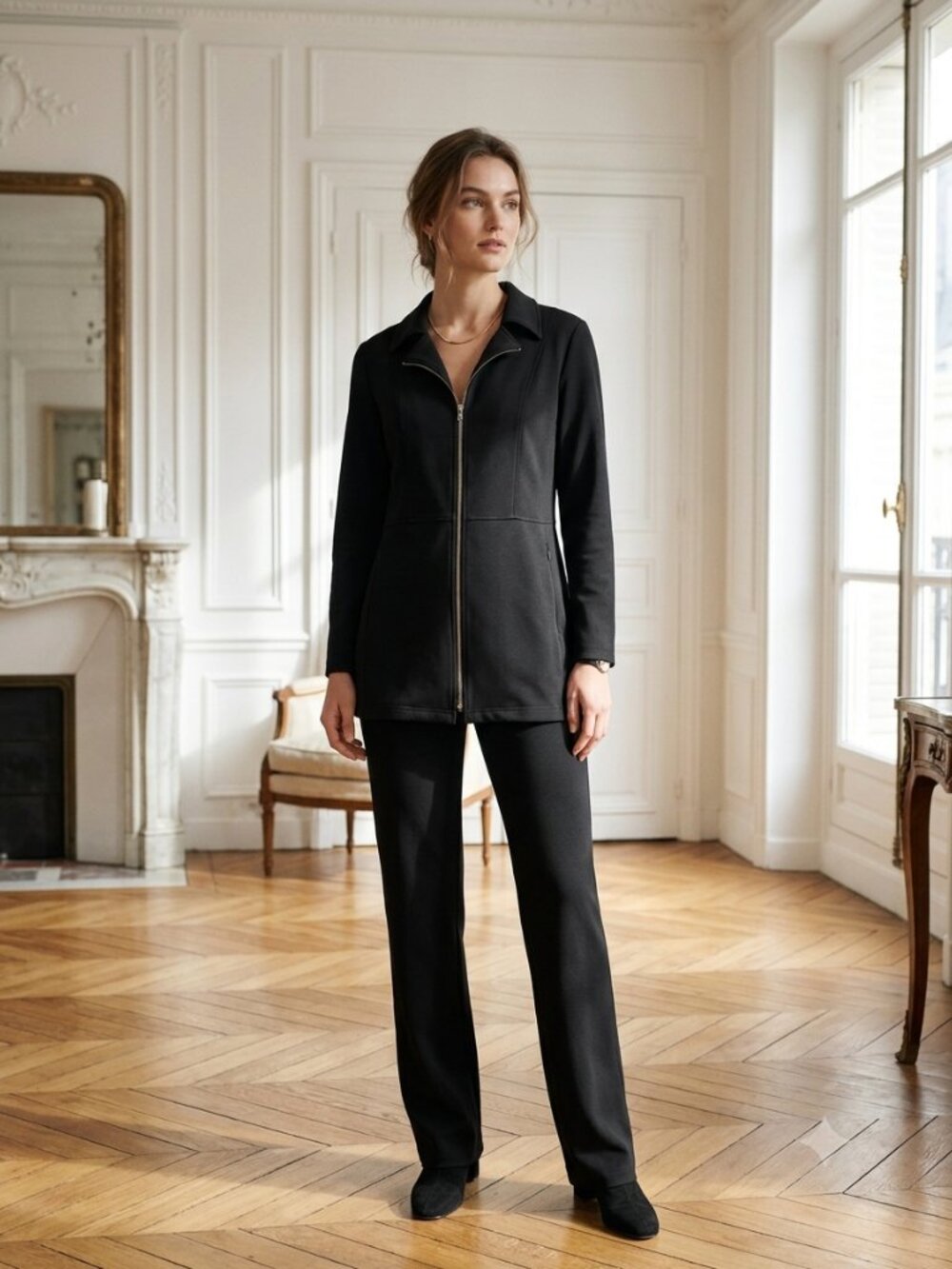 Travel Smith Women’s Black Zip-Front Jacket & Pant Set Size Medium